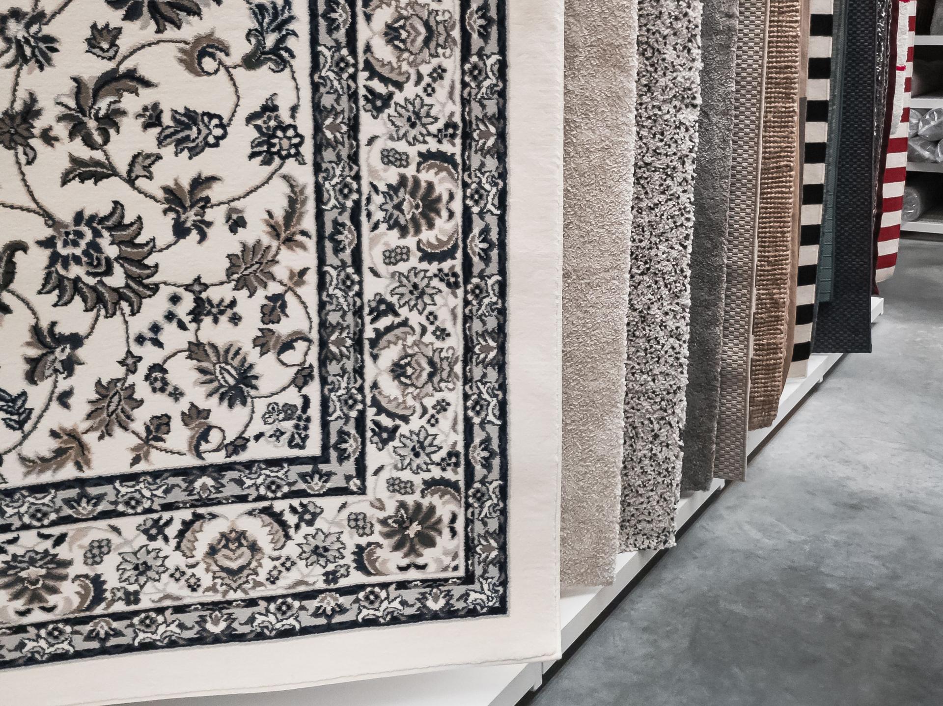 Colorful carpets exposed for sale
